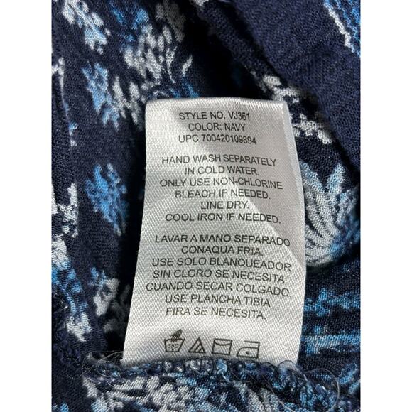 Bila Peasant Blouse Womens Size M Blue Pleated 3/4 Bell Sleeve Bohemian - Picture 4 of 7